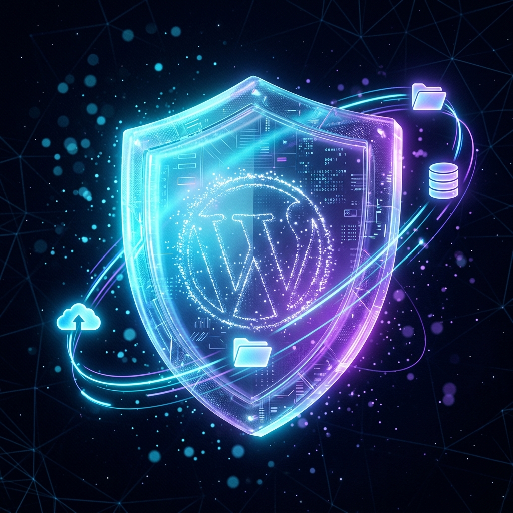 IPow Core 3D security shield protecting WordPress sites with cloud backup